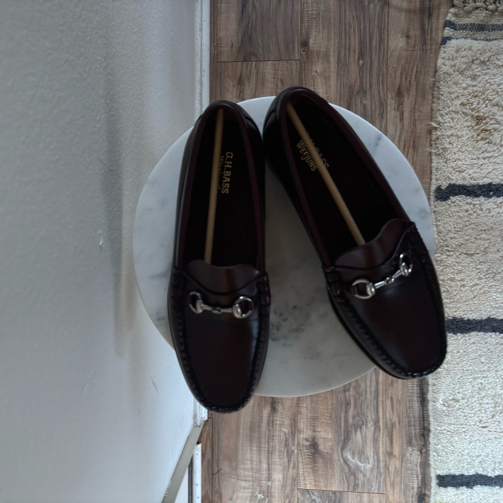 GH Bass Dark Brown Leather Loafers with Silver Accents - Picture 2 of 7
